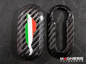 FIAT 500 Key Fob Cover - Carbon Fiber - Italian Flag